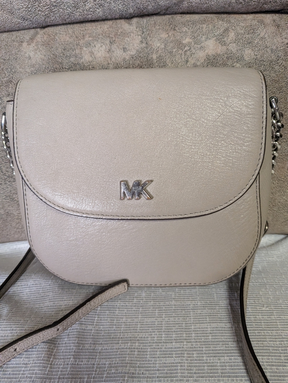 Michael Kors Grey Leather Jade Small Half Dome Saddle Bag Crossbody